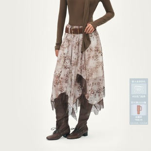 AVVENN设计师款 豹纹印花半裙松紧腰头肌理AL91503782