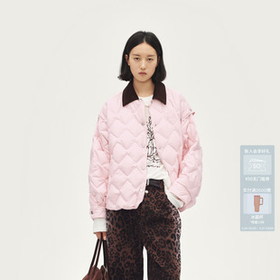 AVVENN设计师款 羽绒服轻薄粉菱格宽松AL90502817 衬衫