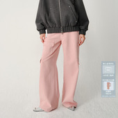 AVVENN千玺怀旧风芭比粉休闲牛仔长裤 AM11302589