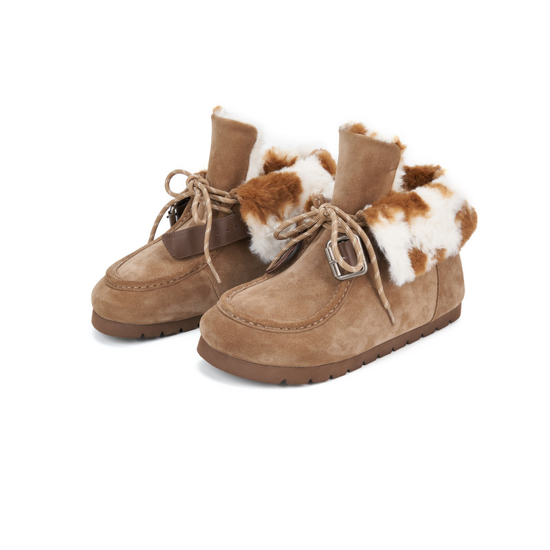 AVVENN设计师款毛里造型袋鼠鞋风女鞋短靴AL9P010706