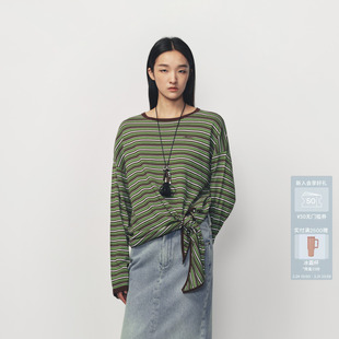 AVVENN绑带结构落肩设计调节收腰毛衫 AK10601638