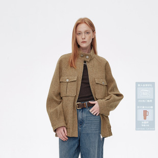 AVVENN时髦小立领柔软耐磨微阔肩夹克外套AM90110791