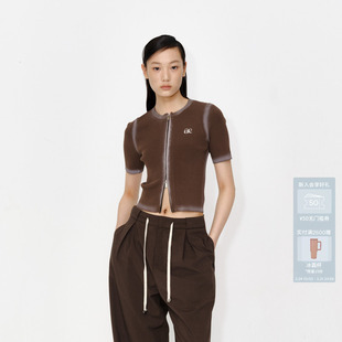 AVVENN低调简约老钱风喷色合身针织短袖 薄AM30106650