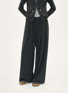 AVVENN设计师款宽松直筒梭织长裤抽绳百搭AL91301755