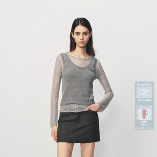 AVVENN背心叠穿纽扣细节真两件毛衫 AK10601652