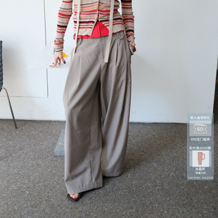 AVVENN竹节肌理连腰设计造型弛感长裤 AK11301750