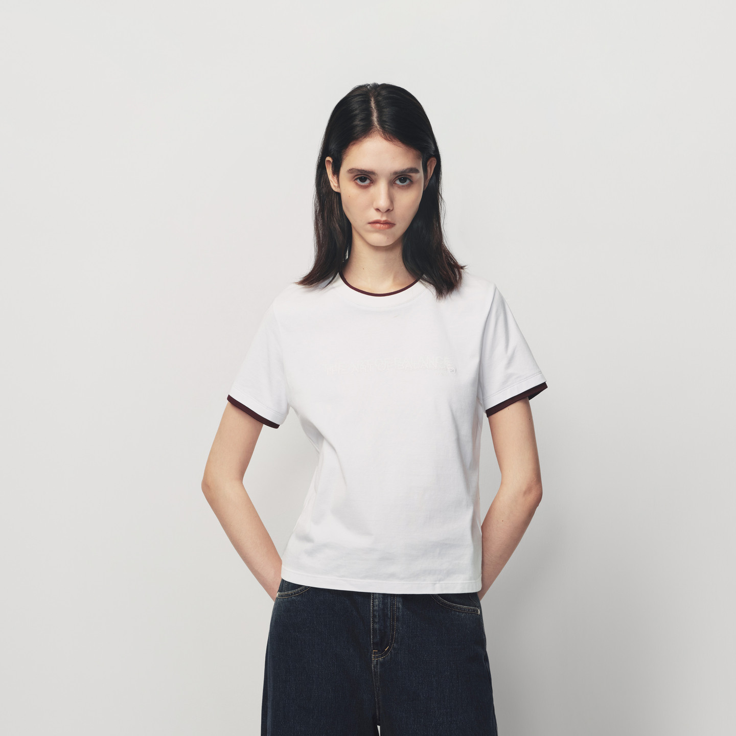 AVVENN撞色罗纹短版重印印花logoT恤AK11001513