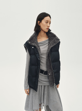 AVVENN正反两穿H版型黑灰色羽绒马夹AL90505710