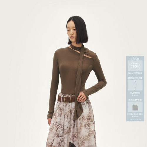 AVVENN902胶囊设计师款飘带长袖高领上衣AL91001503