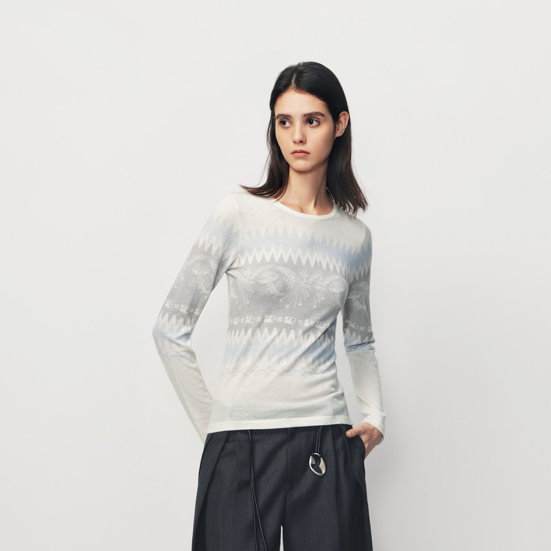 AVVENN印花细节通透层次感针织毛衫AK10601645