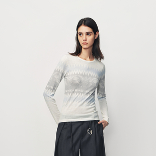 AVVENN印花细节通透层次感针织毛衫AK10601645