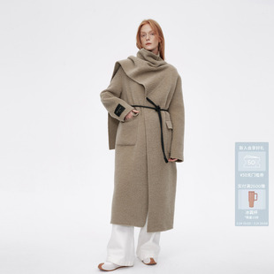 AVVENN围裹式 披肩双面呢保暖大衣外套AM90303790