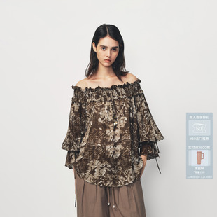 AVVENN塔克褶挂坠印花宽松串珠挂坠单衣AK10802693