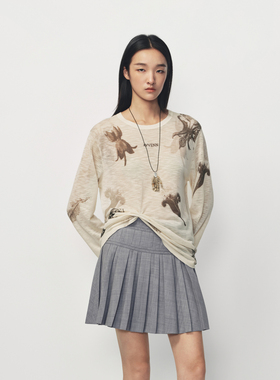 AVVENN不规则下摆金属环装饰针织毛衫AK10601644