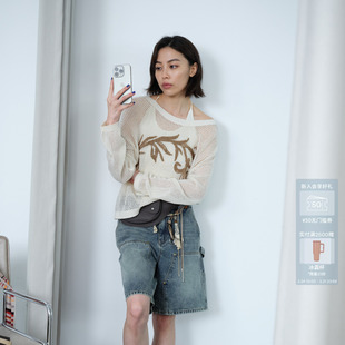 AVVENN吊绳穿珠草本花型绣真两件长袖 毛衣AK10601654