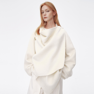 AVVENNN冬季宽松落肩门襟荡领双面呢大衣AM90301689