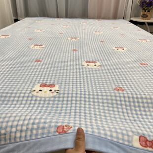 2025柔软加厚绗缝牛奶绒冬季双面三层双面可铺单品床盖