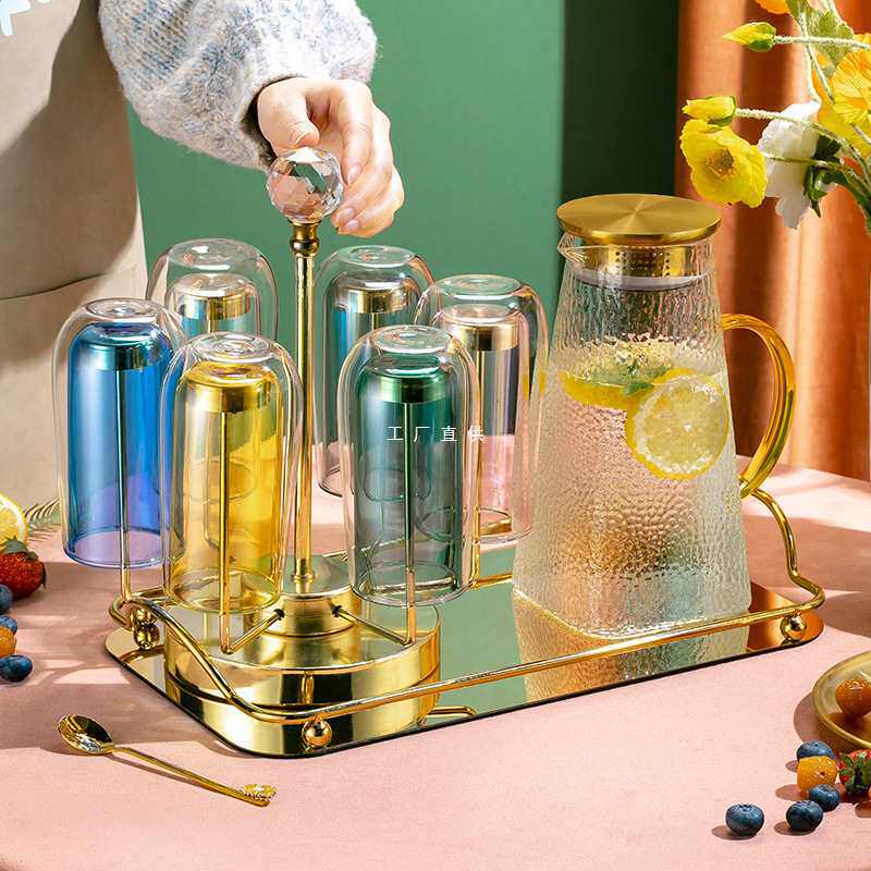 批发水杯家用套装一人一色客厅轻奢茶杯水壶双层隔热玻璃杯子家庭