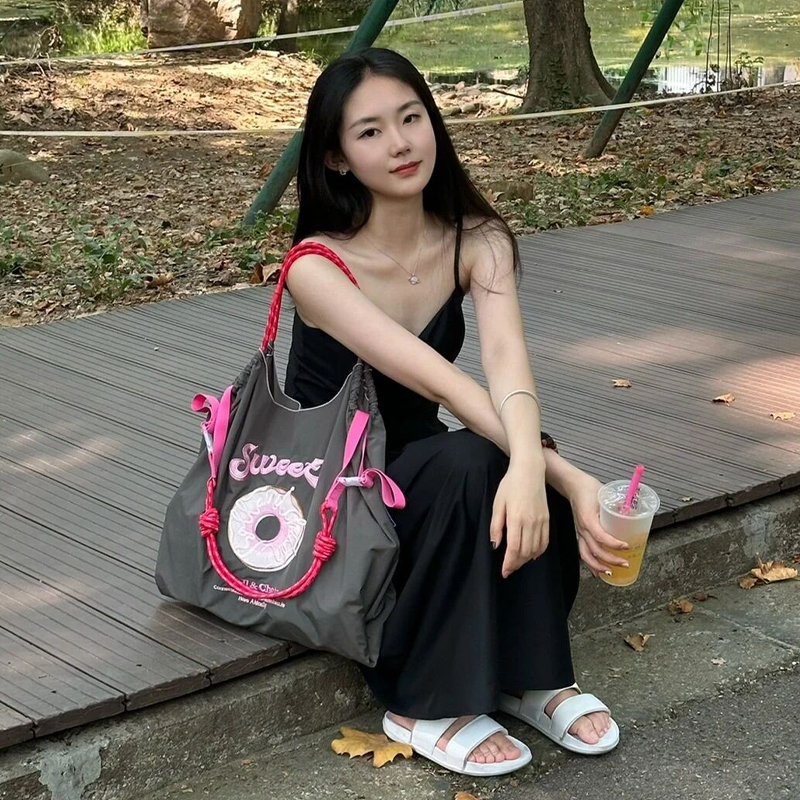 日系ballchain包刺绣购物袋