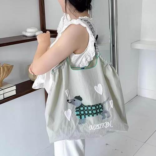 毛巾锈GUAN BALL包环保购物袋提包女斜挎挂包拎包挎包斜肩包斜背