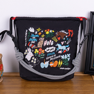 [拉链]刺绣水桶包包女2025新款高级感斜挎大容量手提单肩通勤托特