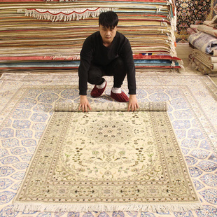 真丝地毯 现代轻奢地毯别墅餐厅地毯 中式 手工羊毛波斯地毯法式