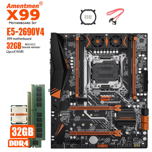 HUANANZHI X99 BD4 带2690V4 CPU 2条16G DDR4内存台式机主板
