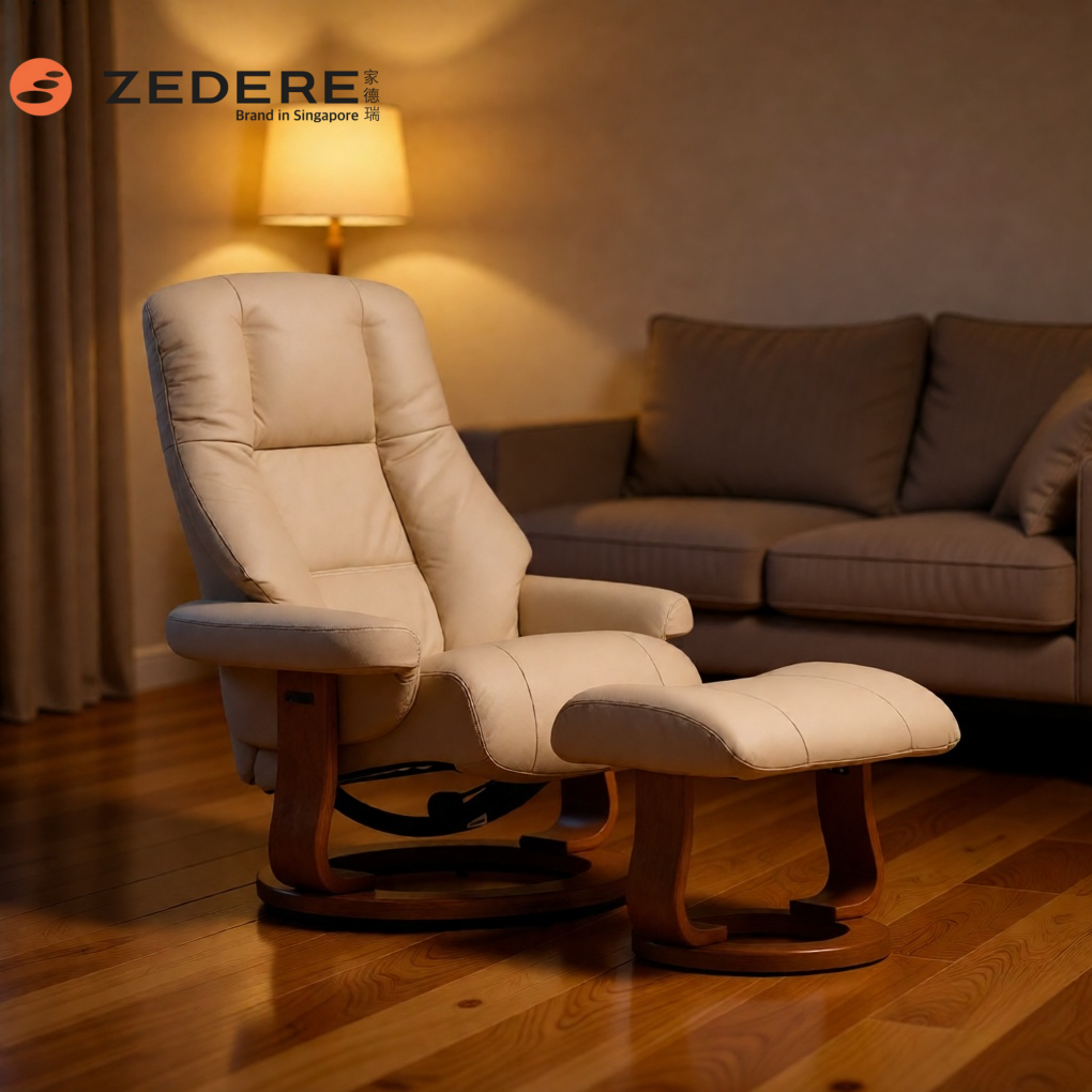 家德瑞斯科尼亚进口轻奢单人沙发懒人躺椅牛皮真皮休闲椅护腰神器