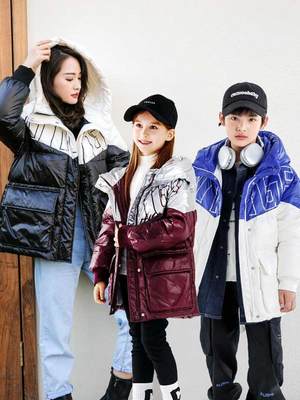 韦氏儿童羽绒服男女童加厚拼色中长款冬季新款韩版中大童羽绒外套