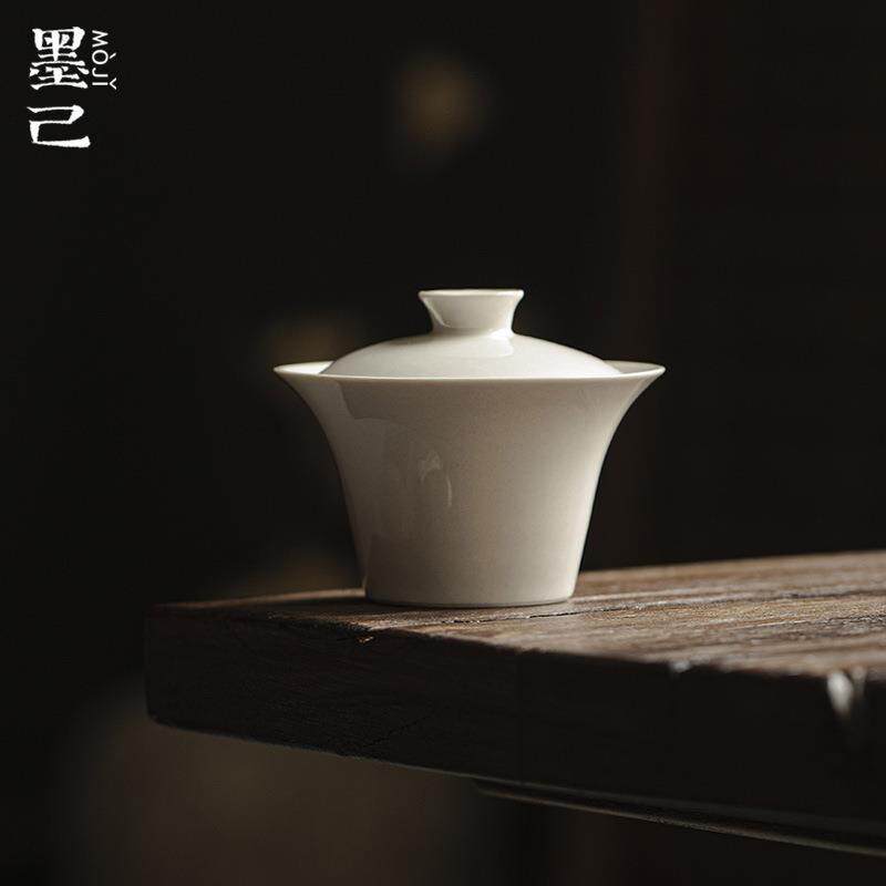 爆款草木灰古泥马蹄盖碗陶瓷薄胎大撇口家用泡茶碗功夫茶具主泡