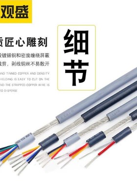 小外径多芯音频线2851n-32awg 2 3 4 5 6 7芯黑色灰色抗信号屏蔽