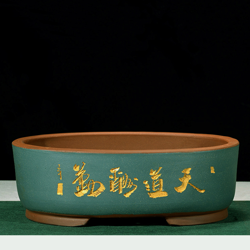 宜兴紫砂花盆老桩椭圆形陶瓷盆景室内客厅阳台大口径榕Z树盆栽促