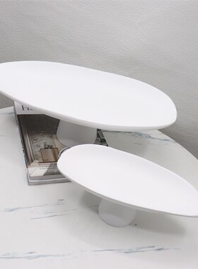 简约现代树脂高脚果盘创意客厅餐桌茶几收纳托盘摆件样.板间装饰