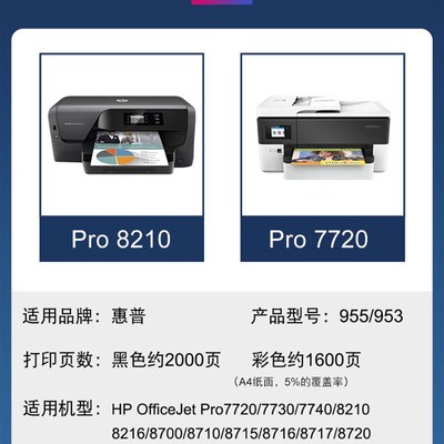 天澜适用a惠普hp955xl 953xl墨盒7720 7730 7740彩色墨水盒Pro821