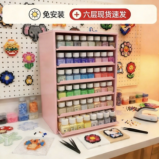 抽屉式信盘柜六层分格拼豆收纳柜手工材料收纳桌面a4文件收纳柜