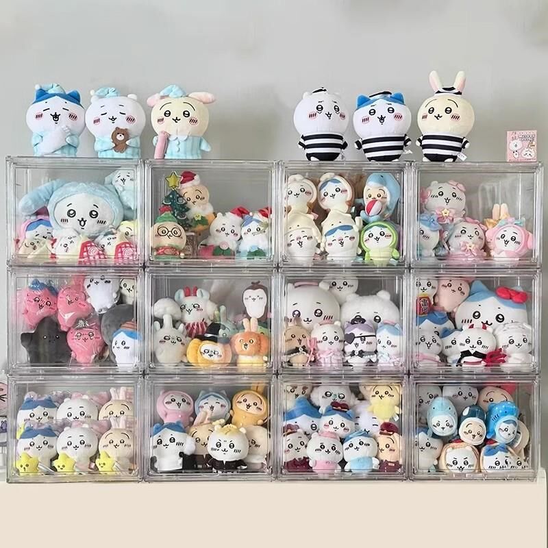 热销chiikawa乌萨奇公v仔收纳盒棉花娃娃玩偶吉伊卡哇展示柜透明