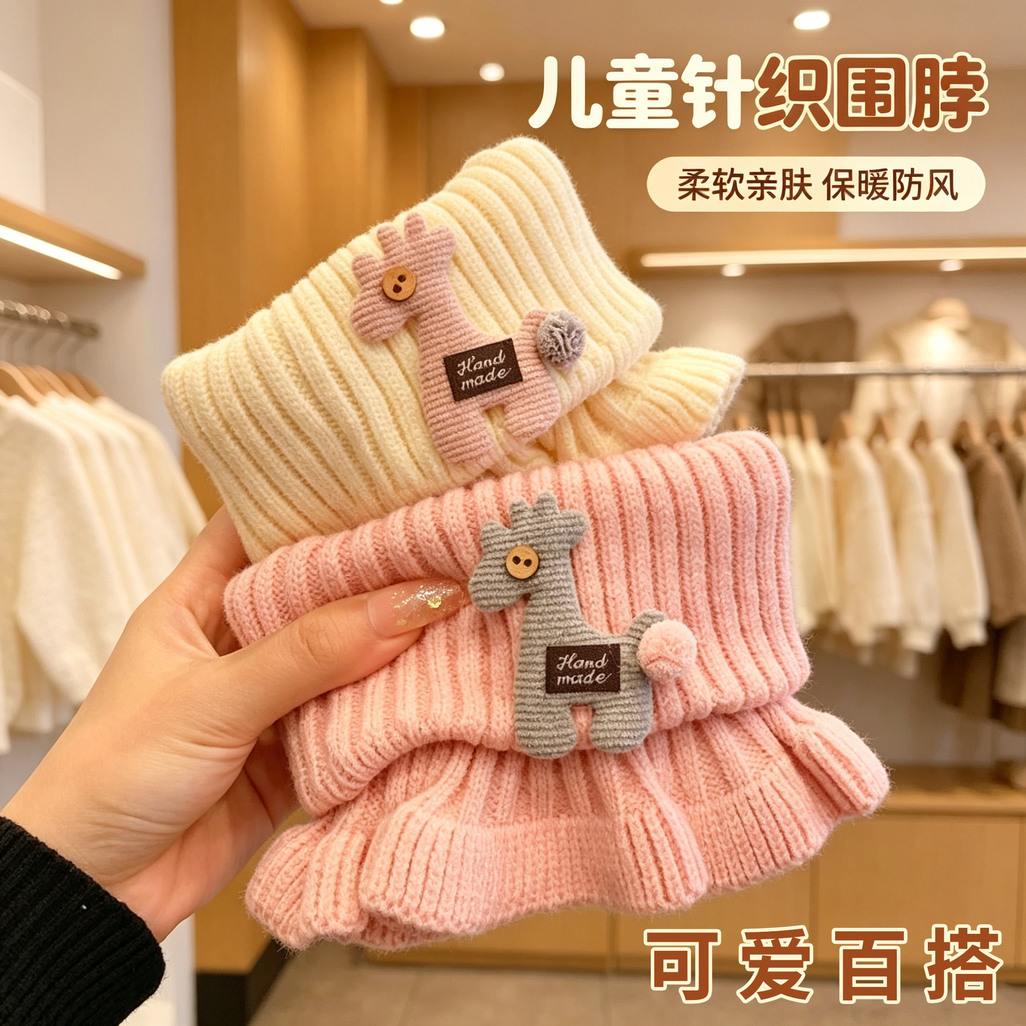 秋冬宝宝围巾脖套针织可爱女童儿童冬季保暖儿童围脖婴儿幼儿套头