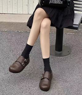 软底布洛克雕花皮带扣平底复古乐福鞋 2638 杭百惠