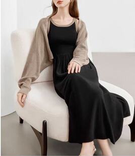 女春季 高级感针织开衫 背心连衣裙两件套装 无袖 2639