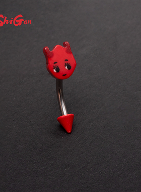 钛钢外螺纹大红色小恶魔尖锥眉钉ROOK耳骨钉甜酷朋克个性穿刺饰品