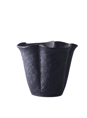 现代简约黑色陶瓷花盆摆件售楼部样板房间家O居客厅磨砂花瓶装饰