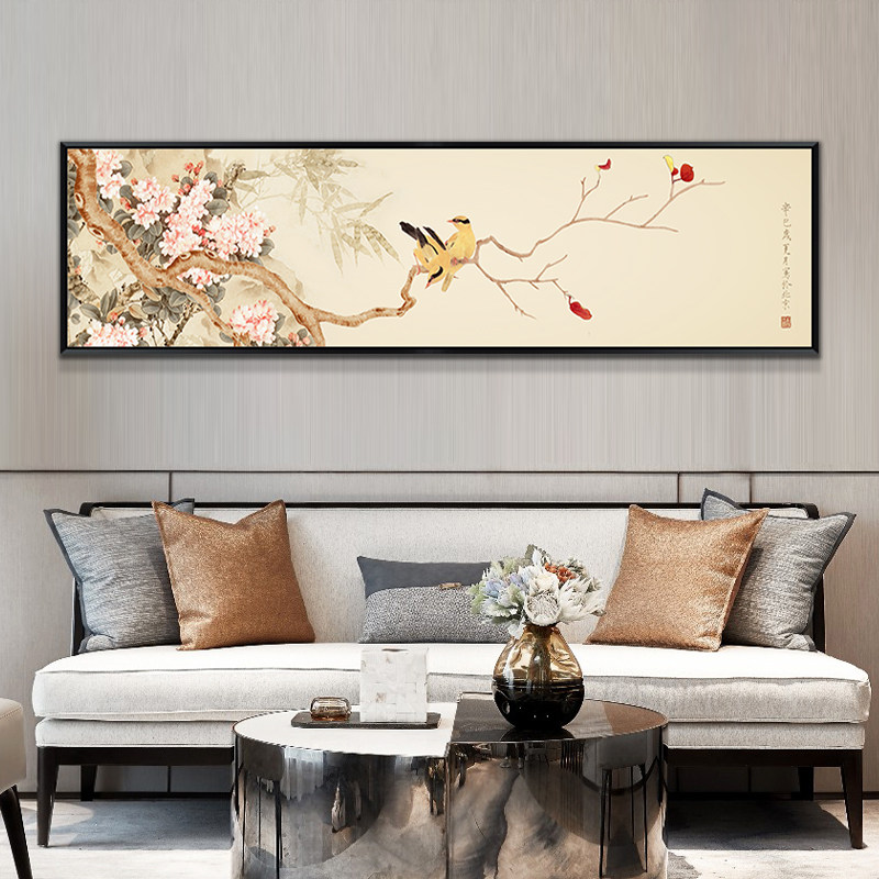 床头装饰画新中式卧室挂画房间壁画花鸟银杏叶大气W横沙发墙画客,家居饰品,现代装饰画,淘宝优惠券,粉丝福利购,淘宝优惠卷