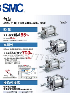 SMC标准气缸CS1FN/CDS1FN125/140/160-50-75-100-150-2U00-300-50