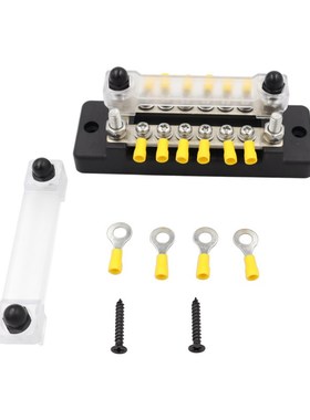 双排红黑色6路g汇流排配端子 150A大电流汇线排 游艇汇流排接线柱