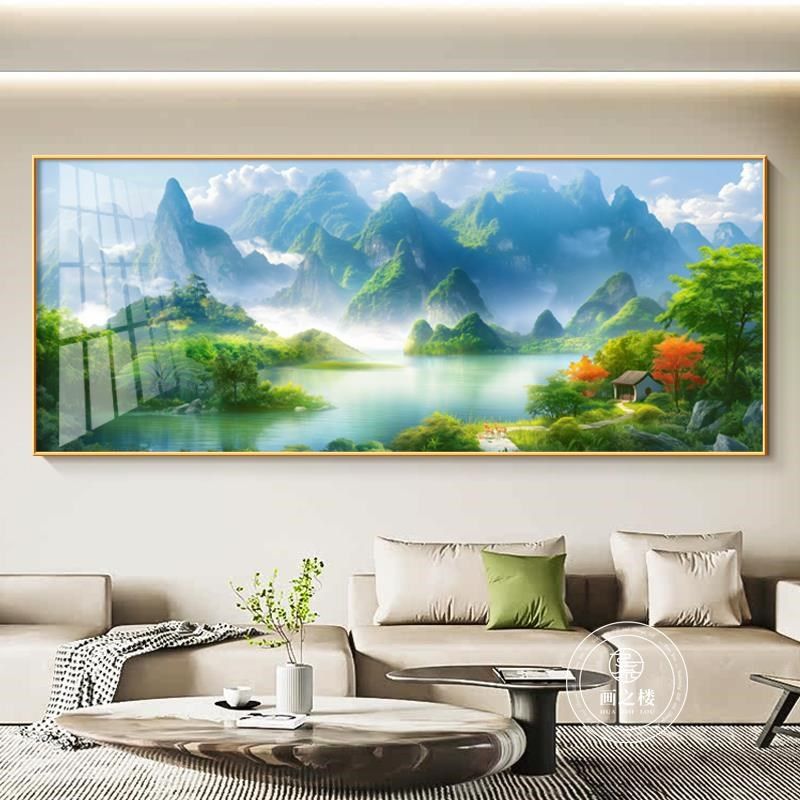 网红旭日山升聚宝盆客装饰画现简约东背有靠N代画山国厅沙发背景,家居饰品,现代装饰画,淘宝优惠券,粉丝福利购,淘宝优惠卷