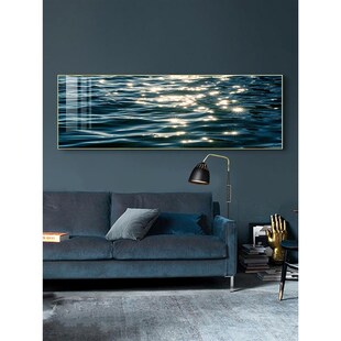 网红光粼粼大海水面装饰画水波纹B平静海浪蓝色客厅卧室挂沙发画