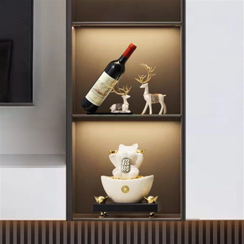 新中式元宝招财猫摆件玄r关客厅电视柜酒柜暖居装饰品新年乔迁礼,家居饰品,桌面摆件,淘宝优惠券,粉丝福利购,淘宝优惠卷