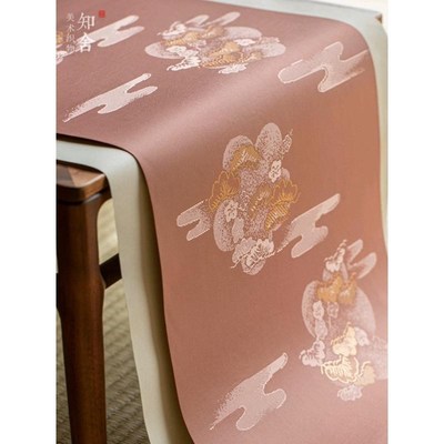 知舍茶席云松茶席l织造手工布艺桌旗中国传统色传统纹样双面印花