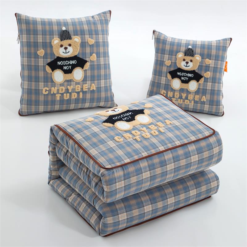 全棉卡通抱枕被子两用车载靠垫枕头被办公室沙发午睡空调被可机洗