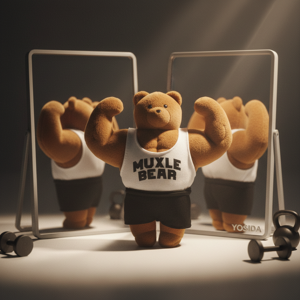 日本HOUSID健身肌肉棕熊包包挂件毛绒公仔玩偶钥匙扣挂饰生日礼物